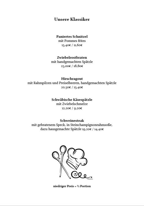 Speisekarte Salate und Vorspeisen