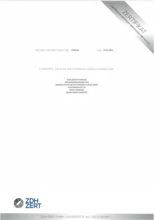 Anlage zum Zertifikat Anlage zum Zertifikat