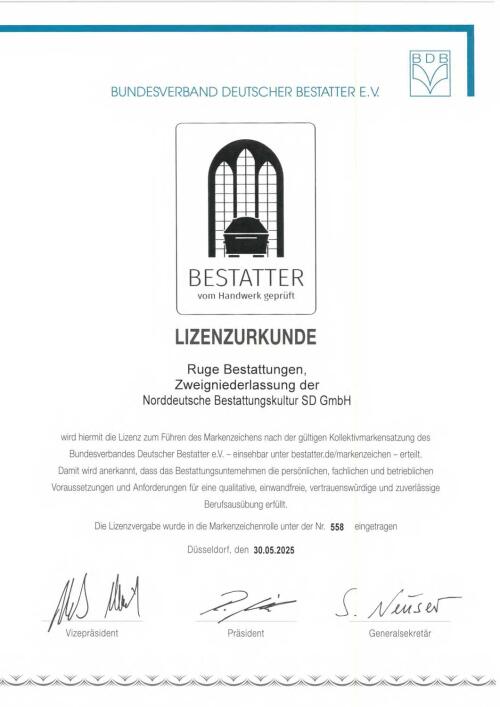 Lizenzurkunde Lizenzurkunde