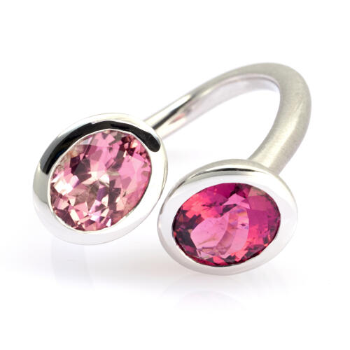 Ring Weißgold mit 2 Turmalinen