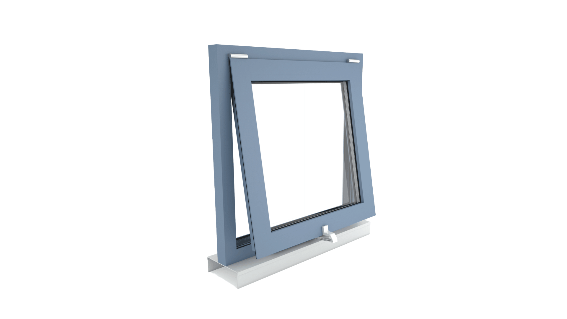 Fassadenfenster, Kippflügel einwärts öffnend, mit VCD Kettenantrieb, Antriebsmontage auf dem Fensterrahmen